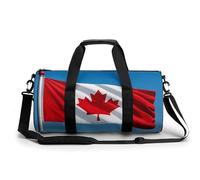 Pastel Color Smiley Face Gym Bag Small Travel Duffle Bag with Compartment Carry On Weekender Bag for Women Men, Retro Canada Flag, 17.7in/9in/9in