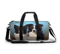 Pastel Color Smiley Face Gym Bag Small Travel Duffle Bag with Compartment Carry On Weekender Bag for Women Men, Border Collie, 17.7in/9in/9in