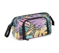 Pastel Color Tropical Leaves Pencil Pen Case Large Capacity School Must Haves Portable for Kids Preppy School