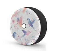 Pastel Colored Birds Leaves Spare Tire Cover 15 In