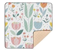 Pastel Colored Spring Flowers Large Stylish Baby Activity Play Mat for Indoor Outdoor Comfortable Activity Gym Mat for Babies Infants Toddlers, 50'' x 50''