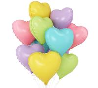Pastel Colorful Heart Balloons,10Pcs Rainbow Foil Heart Shaped Balloons,18Inch Pink Blue Yellow Green Purple Helium Balloon for Valentines,Engagement,Birthday,Baby Shower,Wedding Party Decorations