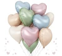Pastel Colorful Heart Foil Balloons, 10PCS Macaron Matt Rainbow Helium Balloon, 18Inch Assorted Colors Heart Shaped Balloons for Birthday Valentines Wedding Bridal Shower Easter Party Decoration