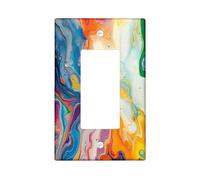 Pastel Colorful Marble Decorative Switch Cover 1 Gang Single Rocker, Luxury Abstract Modern Wall Plate Cover, Standard Size, Contemporary Electrical Faceplate for Bedroom Living Room Decor
