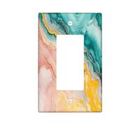 Pastel Colorful Marble Decorative Switch Cover Plate 1 Gang Single Rocker, Luxury Abstract Modern Electrical Faceplate for Bedroom Bathroom Decor, Contemporary Standard Size Switchplate