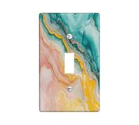 Pastel Colorful Marble Decorative Switch Cover Plate 1 Gang Single Toggle, Luxury Abstract Modern Electrical Faceplate for Bedroom Bathroom Decor, Contemporary Standard Size Switchplate