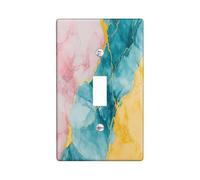 Pastel Colorful Marble Switch Cover Wall Plate 1 Gang Single Toggle, Luxury Abstract Modern Electrical Faceplate for Bedroom Bathroom Decor, Contemporary Standard Size Switchplate