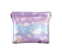 Pastel Colorful Sea Animal Dreamy Women PU Leather Coin Purse Convenient Change Holder Card Organizer for Women Boys Girls, pastel colorful sea animal dreamy, Decoration