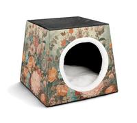 Pastel Colors Cat Bed for Indoor Cats - Foldable Cat & Dog House with Removable Cozy Cushion, Waterproof Oxford Washable Pet House for Small Pets 13.8" X 13.8" X 11.8"