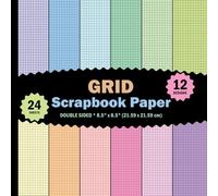 Pastel Colors Grid Scrapbook Paper: 24 Lined Graph Patterned for Origami, Math Science Projects, Letters, Journals, Collages - 12 Designs - 2 Sheets/Design - 8.5"x8.5"