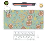 Pastel Colour Flowers and Leaves Desk Mat Gaming Mouse Mat with Non-Slip Rubber Base Smooth Face Extra Large Mouse Pad 80X30 cm Gaming Mousemat Office Desk Decor Gifts Mousepad for School Home Office