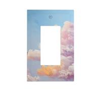 Pastel Colours Blue Pink Clouds Light Switch Wall Plate Faceplate Cover Single Rocker 1 Gang Decorator Outlet Receptacle Covers for Home Kitchen Room Bathroom Decor