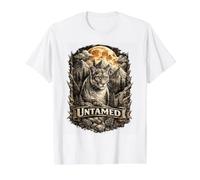 Pastel Cougar Mountain Wildlife Art Design Pumas Animal Lion Value Graphic T-Shirt, Men, White, S