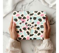 Pastel Cow Print Wrapping Paper Sheet - Colourful Animal Pattern Gift Wrap in Pink, Blue - Birthdays, Teens, Aesthetic Gifting Modern W43 (Medium Sheet - 42 x 58cm / 15.7" x 22.8" inches)