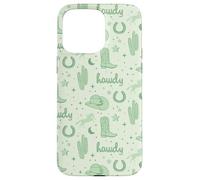 Pastel Cowboy Hat and Boot Pattern Green Cowgirl Aesthetic Case for iPhone 15 Pro Max