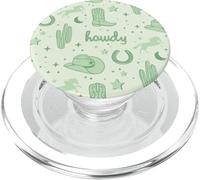 Pastel Cowboy Hat and Boot Pattern Green Cowgirl Aesthetic PopSockets PopGrip for MagSafe