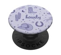 Pastel Cowboy Hat and Boot Pattern Lilac Cowgirl Aesthetic PopSockets Adhesive PopGrip