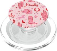 Pastel Cowboy Hat and Boot Pattern Pink Cowgirl Aesthetic PopSockets PopGrip for MagSafe