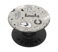 Pastel Cowboy Hat and Boot White and Black Cowgirl Aesthetic PopSockets Adhesive PopGrip