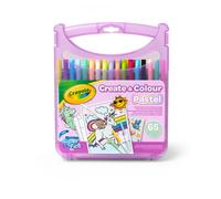 Pastel Create & Carry Case | 65+ Pieces Including Markers, Stickers, Line Art | Ages 4+