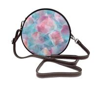 Pastel Crystal Fragments Women Round Crossbody Bags Leather Sling Bag Purse