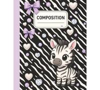 PASTEL Cute Anime Zebra with Lilac Purple Bows | Composition Notebook Wide Ruled | Motivational Quotes on Every Page | Aesthetic Zebra Print Journal ... Perfect as a GIFT | 7.5 x 9.25 | 120 Pages