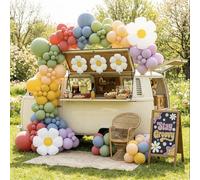 Pastel Daisy balloon arch kit Pastel red blue green Purple balloons with daisy Flower balloon for spring Baby Shower Easter outdoor tea Party two groovy baby in bloom Birthday decorations