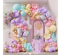 Pastel Daisy Balloons Garland Arch Kit, Butterfly Groovy Daisy Flower Macaron Pastel Balloons Garland for Two Groovy Princess Girls' Baby Shower Themed Boho Birthday Wedding Party Decorations