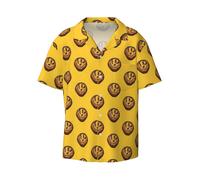 (Pastel De Nata Portuguese Egg Tart Hong Kong Dim Sum_7671) Men's Hawaiian Shirts Cuban Collar Vintage Bowling Short Sleeve Button Down Beach Shirt Casual Summer Vacation Wear Retro Tee