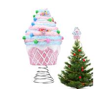 Pastel Dessert Christmas Tree Topper | Pink Cupcake Tree Topper | Cute Pastel Dessert Christmas Tree Ornaments | Christmas Tree Cake Topper Decorations for Christmas New Year Decor