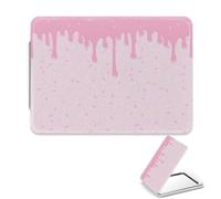 Pastel Dessert Small Mirror, 1X/2X Rectangular Compact Mirror for Handbag, Pu Leather Portable Handbag Essentials Handheld Mirrors, Travel Makeup Compact Mirrors, Ladies Gifts, Gift for Teenage Girls