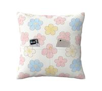 Pastel Ditsy Floral Print Linen Look Pillow Cover with 2 Pockets,Decorative Pillow Cover for Indoor and Outdoor