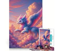Pastel Dragon in The Clouds Jigsaw Puzzle for Adults 1000 Pieces Intellect Toy Peaceful Fun Precise Cut Santa Wish List (50x75cm)