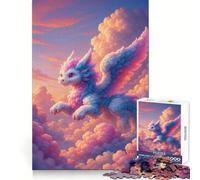 Pastel Dragon in The Clouds Jigsaw Puzzle for Adults 1000 Pieces Intellect Toy Peaceful Fun Precise Cut Santa Wish List (50x75cm)