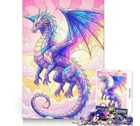 Pastel Dragon in The Clouds Jigsaw Puzzles for Teenagers 1000 Pieces Strong Logic Toy Shared Fun Clear Edge Lovely Present (38x26cm)