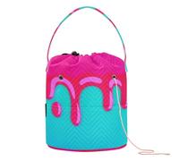 Pastel Drip Design on Light Blue Crochet Yarn Bag Crochet Bag Yarn Portable Needle Storage for Crochet Tools Crochet Accessories