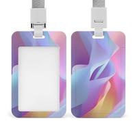 Pastel Dynamic Gradients Shapes ID Badge Holder Retractable Clip Card Holder Card Protector Name Badge Name Tag for Work Office Doctor Nurse