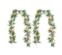 Pastel Easter Garland - 2 Pack Easter Egg Artist Garlands | 175cm Artificial Spring Ornaments - Home Indoor Party Wall Mantle Stairs Window