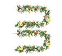 Pastel Easter Garland | Spring Easter Egg Garland Decorations - 175cm Artificial Decorations | for Home Party Wall Mantel Stairs Window