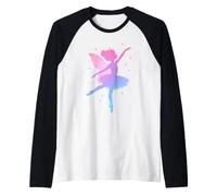 Pastel Fairy Princess Ballet Dancing Ballerina Silhouette Raglan Baseball Tee