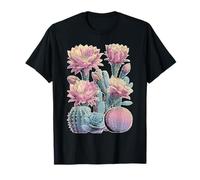 Pastel Floral Cactus Succulent Plant with Flowers Botanical T-Shirt