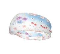 Pastel Floral Sketch Non Slip Headbands Hair and Sweat Band Women Men | Thin elastic headbands with stay put grip double as holder and forehead sweatband for work, gym and busy days