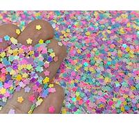 Pastel Flower Glitter, Rainbow Sparkles, Colorful Star Confetti, Package 30gr, Each piece measures 3 millimeters across