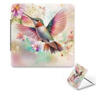 Pastel Flowers and Hummingbird Makeup Mirror, 1x/2x Square Handbag Mirror for Women, Pu Leather Portable Mini Make Up Small Mirrors, Travel Essentials Compact Mirrors, Gadgets for Women, Small Gifts