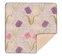 Pastel Flowers Peach Soft Thick Baby Play Mat for Floor Water Resistant Foldable Kicking Mat for Baby Kids Toddlers Infants, 50'' x 50''gimnasio de actividades para