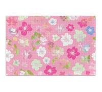 Pastel Flowers Soft Pink Jigsaw Puzzles 500 Pieces for Adults Artwork Animal Print Unique Jigsaw Puzzle Family White Elephant Gifts, 20.5x14.9 Inch