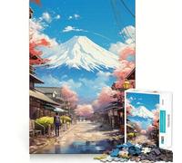 Pastel Fuji Mountain Jigsaw Puzzles for Adults 1000 Piece Logic Boost Toy Group Joy Premium Edge Bday Surprise (50x75cm)