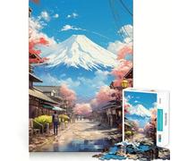 Pastel Fuji Mountain Jigsaw Puzzles for Adults1000 Pieces Intellect Toy Calming Play Quality Cut Wall Art Decor (38x26cm)