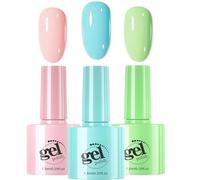 Pastel Gel Nail Polish Set, 3PCS Pink Blue Green Gel Nail Varnish, Long Lasting, Spring Summer Non Toxic UV/LED Soak off Gel Nail Polish for Women DIY Nail Art Manicure