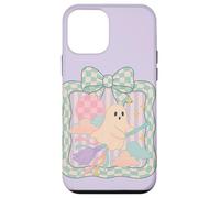 Pastel Gingham Ghost on Broomstick Halloween Design Case for iPhone 12 mini